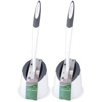 2x stuks hygienische wc-borstel/toiletborstel inclusief houder grijs/wit 41 cm van rubber