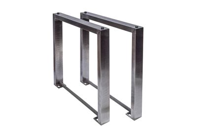 Set van 2 tafelonderstellen U-FRAME 80cm geborsteld roestvrij staal matte tafelpoten onderschuif eettafel - 38794