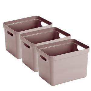 Sunware Opbergbox Sigma - 3x - kunststof - roze - 18 liter - Opbergbakken/opbergers