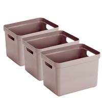 Sunware Opbergbox Sigma - 3x - kunststof - roze - 18 liter - Opbergbakken/opbergers