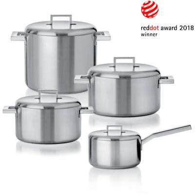 Mepra Pannenset Stile - Kookpan ø 18, 20 22 & Steelpan ø 16 cm + Deksels - RVS - 4 Delig