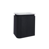 Thebalux Epoch Toiletmeubel - 36x35x41cm - ronding links - hoek rechts - 1 deur - Corian wastafel - zonder kraangat - Chocolate 9TT35133C
