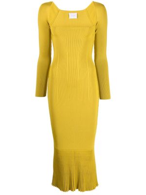 Galvan London robe mi-longue Atalanta à encolure carrée - Jaune