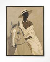 Urban Cotton Wandkleed 'Amazone' 145 x 190cm in Floating Frame - black