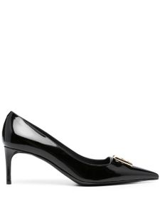 Dolce & Gabbana logo-plaque 75mm leather pumps - Noir