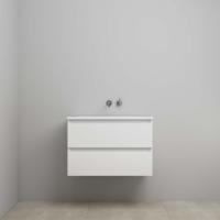 On-Line Onderkast - 80 cm - Voorgemonteerd - Acryl Wastafel - zonder Kraangat - Hoogglans Wit