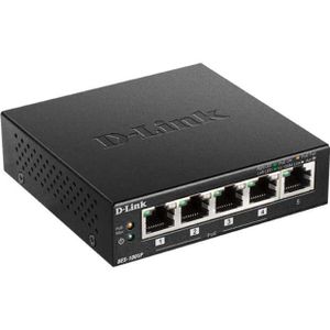 D-Link DES-1005P Unmanaged L2 Fast Ethernet (10/100) Power over Ethernet (PoE) Zwart