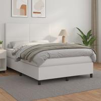 Boxspring met matras kunstleer wit 140x190 cm
