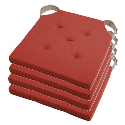 Stof Textile stoelkussen DUO - 4x - terracotta - 38 x 38 x 4 cm - klittenband sluiting