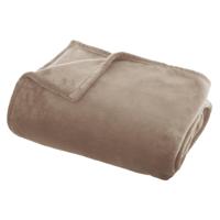 Fleece deken/fleeceplaid donker beige 125 x 150 cm polyester   - - thumbnail