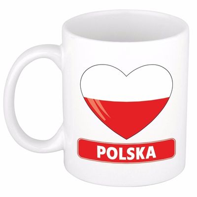 Hartje vlag Polen mok / beker 300 ml