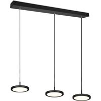 LED Hanglamp - Hangverlichting - Trion Trula - 30W - 3-lichts - Warm Wit 3000K - Dimbaar - Rechthoek - Mat Zwart - Aluminium - thumbnail