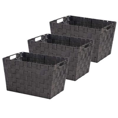 Kast/badkamer opbergmandjes - Set van 3x stuks - zwart - 35 x 25 x 20 cm - 10 liter - opbergmandjes