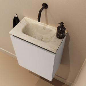 Toiletmeubel Mondiaz Ture Dlux | 40 cm | Meubelkleur Linen | Eden wastafel Ostra Midden | Zonder kraangat
