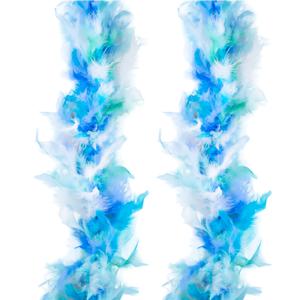 Carnaval verkleed boa met veren - 2x - blauw/wit - 200 cm - 45 gram - Glitter and Glamour