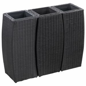 VidaXL Plantenbakken verhoogd 3 st poly rattan zwart