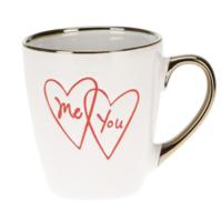Siaki Koffiemok / theemok Me and You - wit/goud - 300 ml - mokken - aardewerk - valentijnsdag
