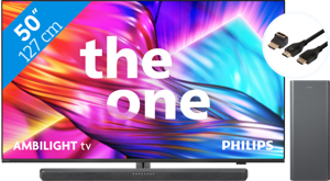 Philips The One 50PUS8909 - Ambilight (2024) + Soundbar + Hdmi kabel