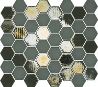 Tegelsample: The Mosaic Factory Valencia hexagon glasmozaïek tegels 28x33 khaki