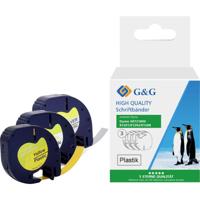 Labeltape Set van 3 stuks G&G TD-RL-D-91201/2/8-3P Compatibel vervangt DYMO 91241 Tapekleur: Wit, Geel, Zilver Tekstkleur: Zwart