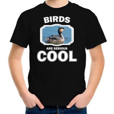 Dieren fuut vogel t-shirt zwart kinderen - birds are cool shirt jongens en meisjes Dieren fuut vogel t-shirt zwart kinderen - birds are cool shirt jongens en meisjes