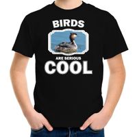 Dieren fuut vogel t-shirt zwart kinderen - birds are cool shirt jongens en meisjes