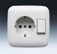 Combinatie wandcontactdoos 1-voudig creme met randaarde
