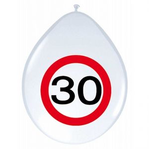 8x stuks Ballonnen 30 jaar verkeersbord versiering