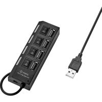 Renkforce USB 2.0-hub 4 poorten Individueel schakelbaar, Met status-LEDs Zwart - thumbnail