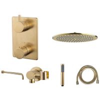 Regendouche set Wiesbaden Caral | Inbouw | Thermostaatkraan | 2-weg | Rond | geborsteld messing - thumbnail