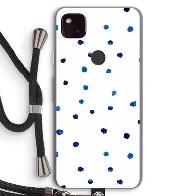 Blauwe stippen: Pixel 4a 5G Transparant Hoesje met koord