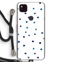 Blauwe stippen: Pixel 4a 5G Transparant Hoesje met koord