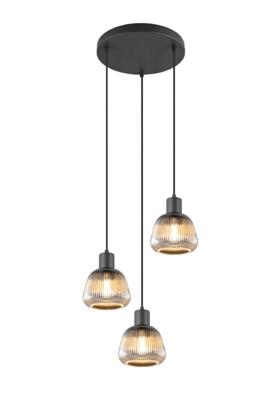 Trio Vide hanglampTarifa met geribbeld glas - 362830332