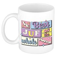Cadeau koffie/thee mok - de beste juf - van de wereld - wit - 300 ml - keramiek