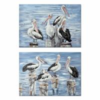 Schilderij DKD Home Decor Fågel Mediterrane (2 Stuks) (100 x 3 x 70 cm)