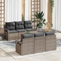Tuinbankenset met opslag 7 pcs Grijs poly rattan