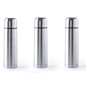 3x RVS thermosflessen/isoleerkannen 500 ml zilver