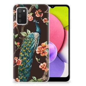 Samsung Galaxy A03S TPU Hoesje Pauw met Bloemen