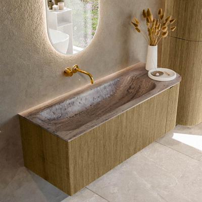 Badmeubel Mondiaz Kurve-Dlux | 125 cm | Meubelkleur Dusk | Wastafelkleur Oza | Solid surface | Wasbak linker zijde spoelbak | Zonder kraangat(en)