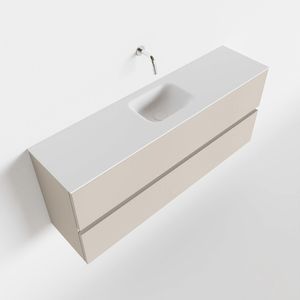 Toiletmeubel Mondiaz Ada | 120 cm | Meubelkleur Linen | Lex wastafel Talc Midden | Zonder kraangat