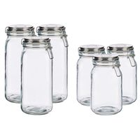 Set van 6x stuks luxe keuken voorraadpotten met klepdeksel zilver 1500 ml en 2100 ml