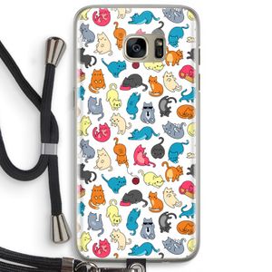 Kleurrijke katten: Samsung Galaxy S7 Edge Transparant Hoesje met koord