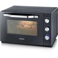 Severin a 2073 Posabile forno XXL con calore rotante 60 L con pietra per pizza e curve, 2.200 W, timer da 120 minuti, acciaio nero/inossidabile