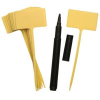 Nature Plantetiketten - 30x - geel - kunststof - 13 cm - steeketiketten - plantenlabels