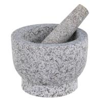 HI Vijzel met stamper - grijs - keramiek - D15 cm - keuken artikelen - fijnhakken van kruiden