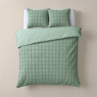 Dekbedovertrek Faux Fur Check Groen Patroon 200x200 Cm Anti Allergie Sleeptime - Dekbed-Discounter.nl