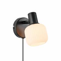 Bedlampje metaal opaal glas &apos;Milford&apos; e14 fitting