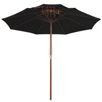 The Living Store Parasol - Houten - Ø270 x 256 cm - UV-beschermend - Zwart