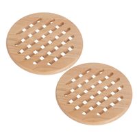 Set van 2x stuks ronde pannen onderzetters van hout 19 cm