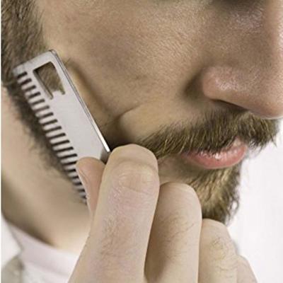3 stuks metalen haar baard kam met flesopener multifunctionele Credit Card grootte tool
